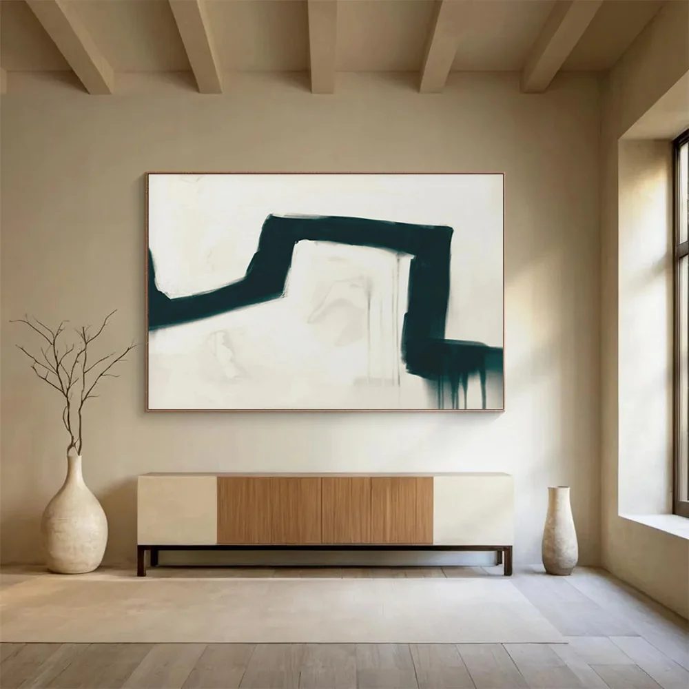 Days Hand-painted Dramatic Black Abstract Canvas Artwork UK1L3